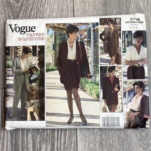 Vintage Vogue sewing pattern #2718 career wardrobe womens size 12-14-16 c. 1991